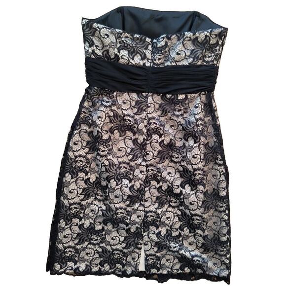 White House Black Market Dress Wmns Sz 4 Black Strapless Beaded Lace Knee Length - Picture 5 of 16